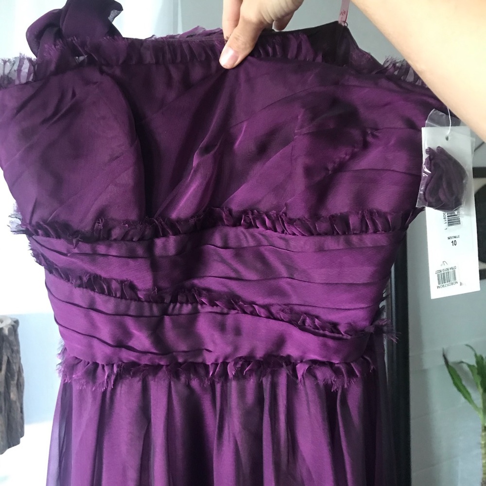 NWT Monique Lhuillier Strapless Chiffon Gown - Picture 6 of 8